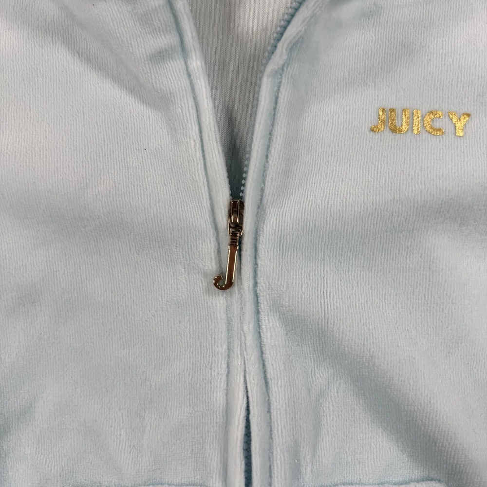 Juicy Couture Kids Velour Tracksuit Light Blue Hoodie Joggers Set Size 6 - Picture 9 of 13